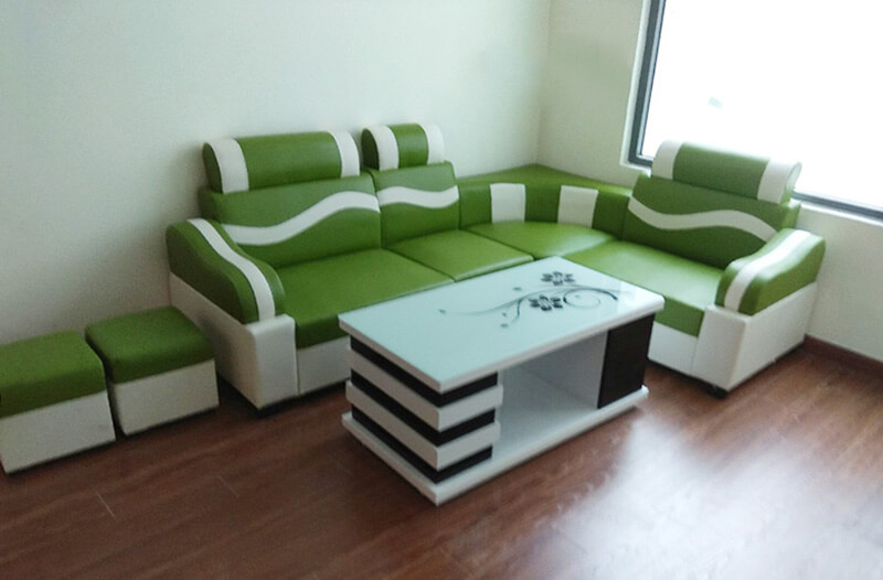 Ghế sofa góc da màu xanh cốm – SFHP15